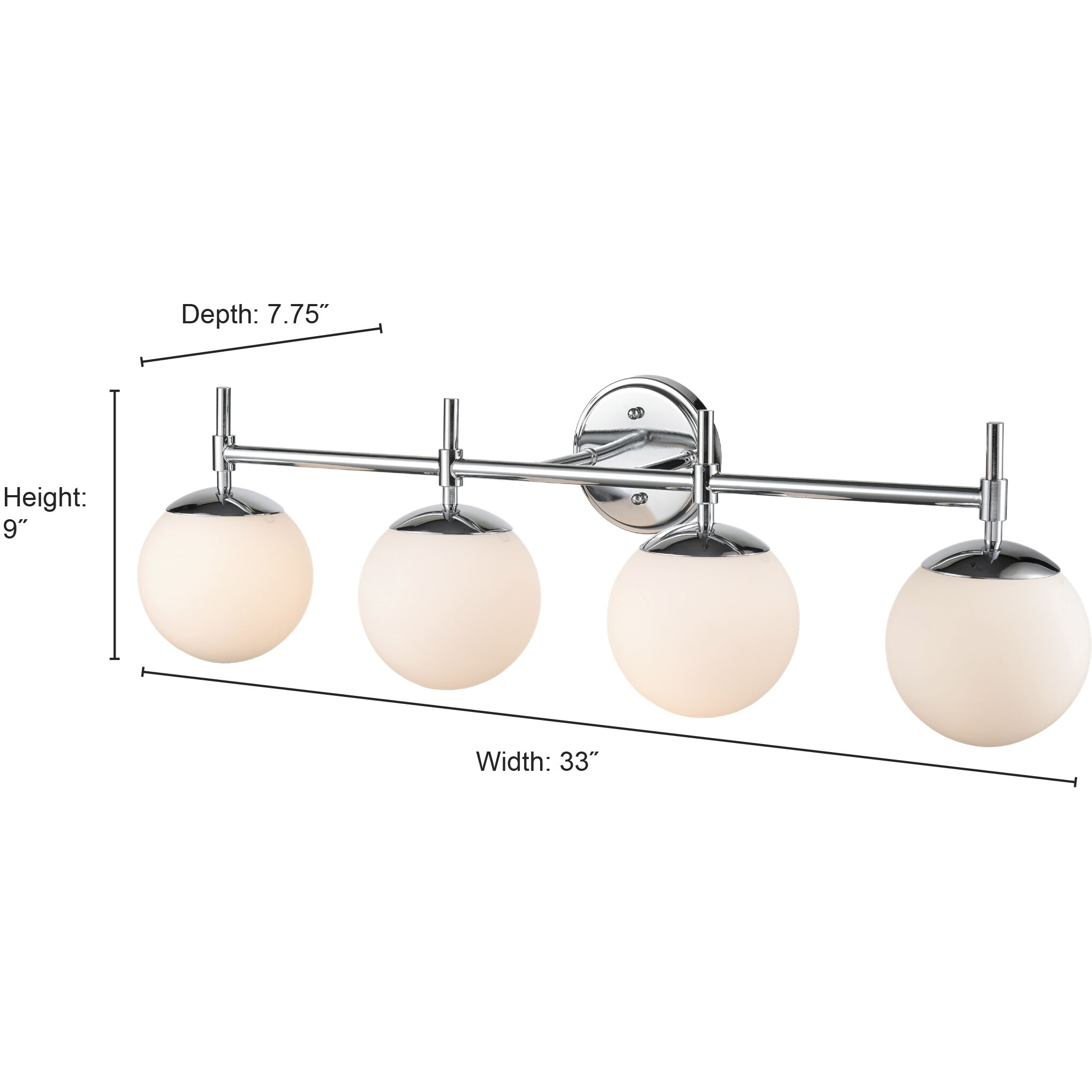 None 4 Light 33 inch Modern Gold Bathroom Vanity Light Wall Light